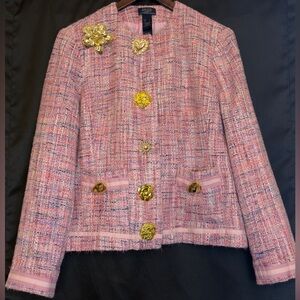 Pink Tweed Blazer Gold Hardware Structured Jacket | House of Aybar Glamour